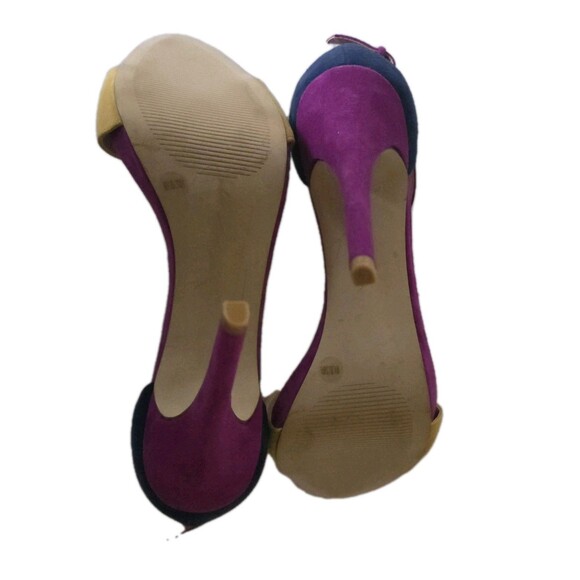 Sole Society Sheila Navy Purple Ankle Strap Stiletto Heels Color Block Size 8.5 - Picture 15 of 16
